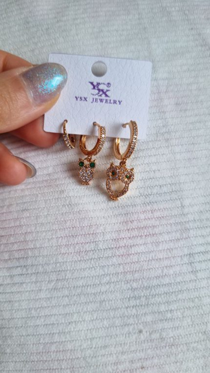 گوشواره سه تیکه طرح جغد